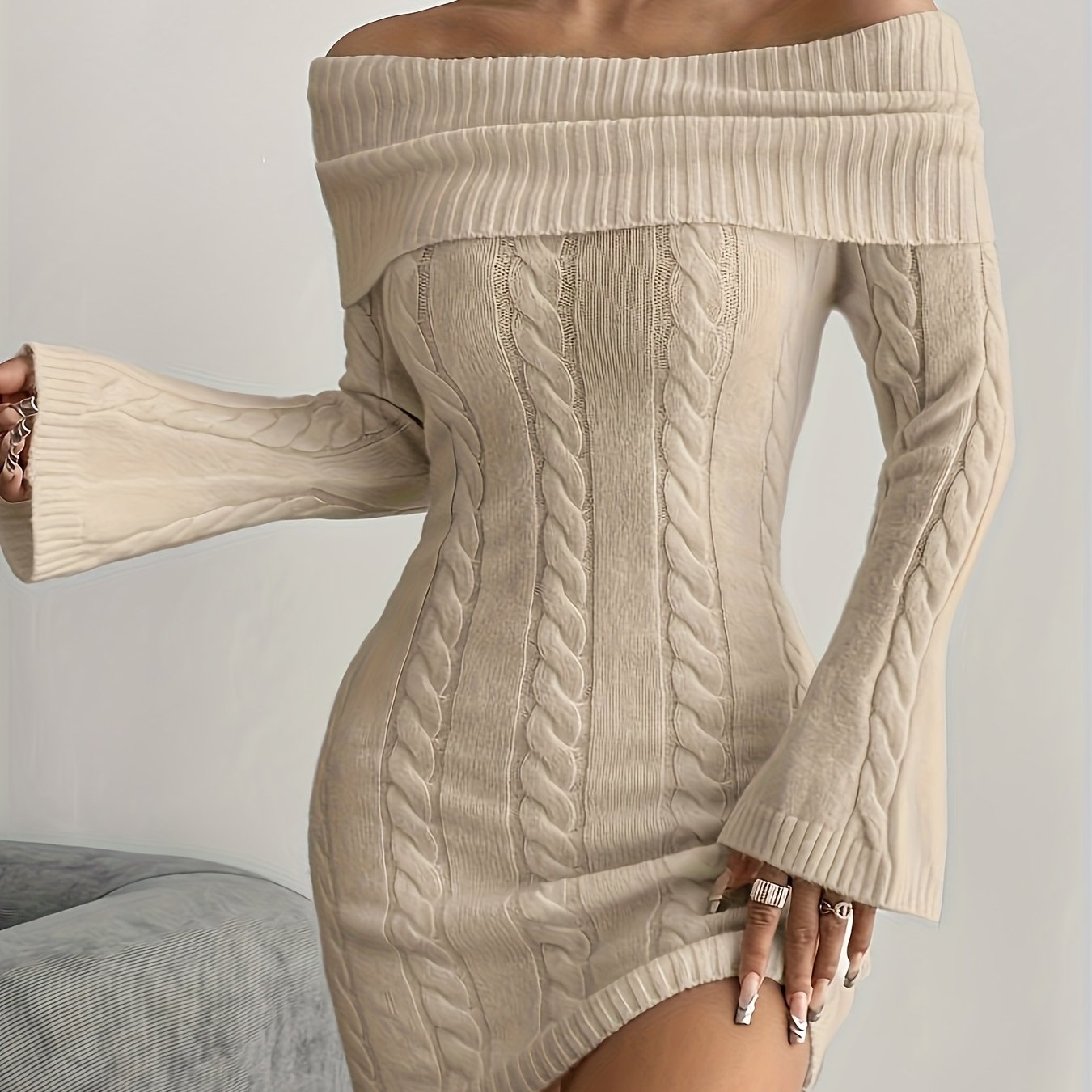 Off-the-Shoulder Sweater Dress