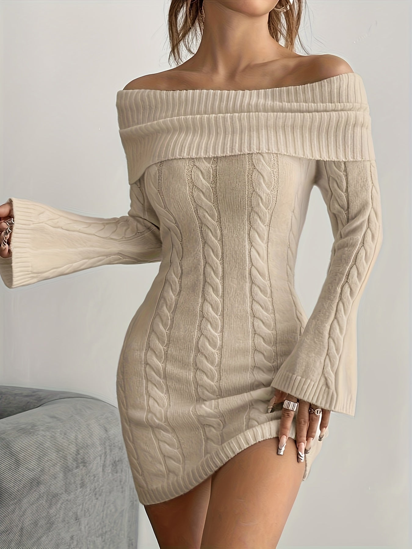 Off-the-Shoulder Sweater Dress