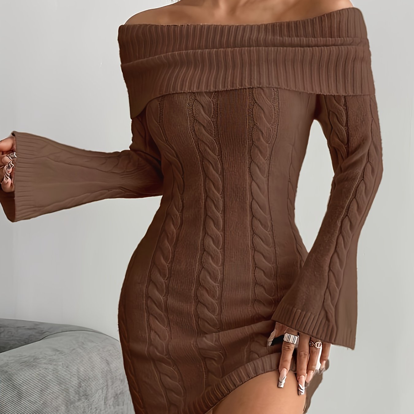 Off-the-Shoulder Sweater Dress