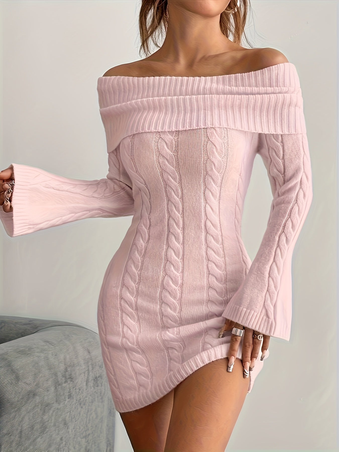 Off-the-Shoulder Sweater Dress