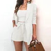 Fashion Shorts+Vest+Blazer 3 Piece Suits Set  for Women V-Neck Long Sleeve Ladies Suits Office Wear Blazer Set for Women