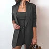 Fashion Shorts+Vest+Blazer 3 Piece Suits Set  for Women V-Neck Long Sleeve Ladies Suits Office Wear Blazer Set for Women
