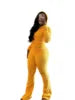 Waffle Set 2025 Fall Waffle Patchwork Knit Long Sleeve Hoodie and Hight Waist Flare Pants Set Loungewear Tracksuits Women Sets
