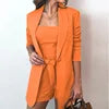 Fashion Shorts+Vest+Blazer 3 Piece Suits Set  for Women V-Neck Long Sleeve Ladies Suits Office Wear Blazer Set for Women