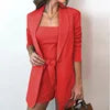 Fashion Shorts+Vest+Blazer 3 Piece Suits Set  for Women V-Neck Long Sleeve Ladies Suits Office Wear Blazer Set for Women