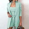 Fashion Shorts+Vest+Blazer 3 Piece Suits Set  for Women V-Neck Long Sleeve Ladies Suits Office Wear Blazer Set for Women