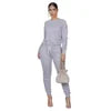 2020 Autumn Women's Sports Tight Sweater Outfit 2 Piece Set  Stacked Pants Two Piece Set