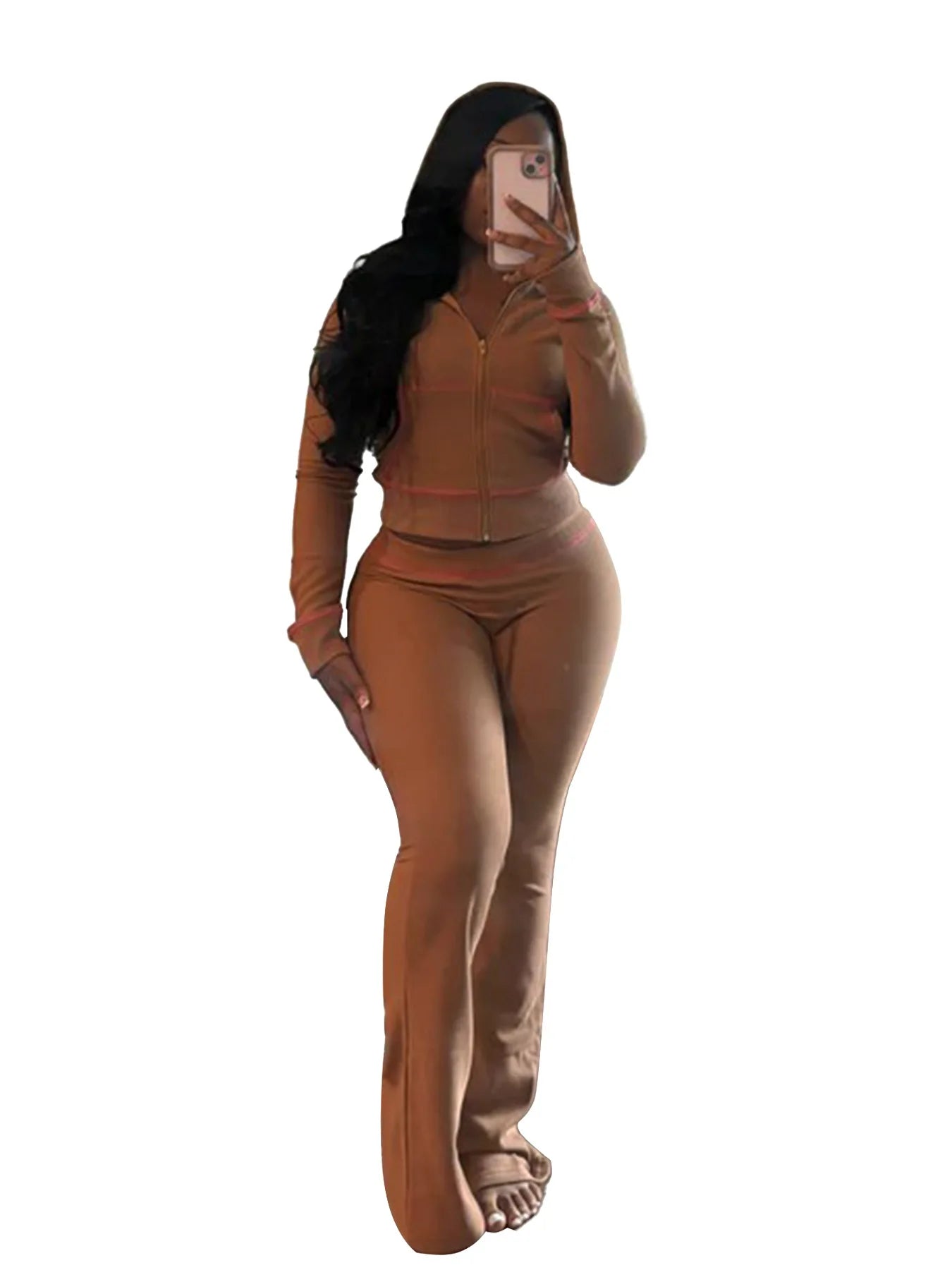 Waffle Set 2025 Fall Waffle Patchwork Knit Long Sleeve Hoodie and Hight Waist Flare Pants Set Loungewear Tracksuits Women Sets