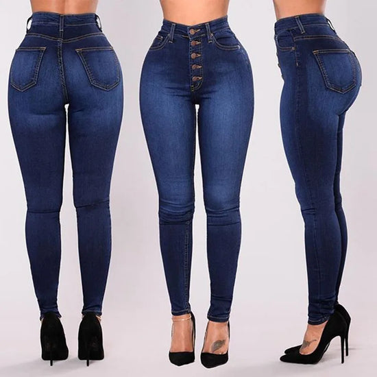High Waist Push Up Elastic Jeans
