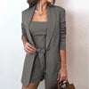 Fashion Shorts+Vest+Blazer 3 Piece Suits Set  for Women V-Neck Long Sleeve Ladies Suits Office Wear Blazer Set for Women