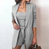Fashion Shorts+Vest+Blazer 3 Piece Suits Set  for Women V-Neck Long Sleeve Ladies Suits Office Wear Blazer Set for Women