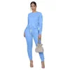 2020 Autumn Women's Sports Tight Sweater Outfit 2 Piece Set  Stacked Pants Two Piece Set