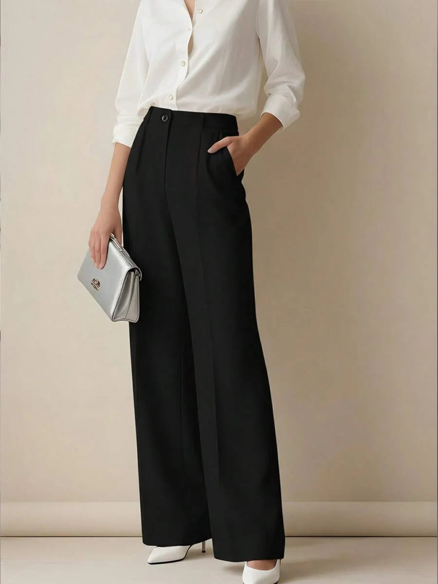 2025 model women's high-waisted, draping, straight-cut, minimalist suit pants