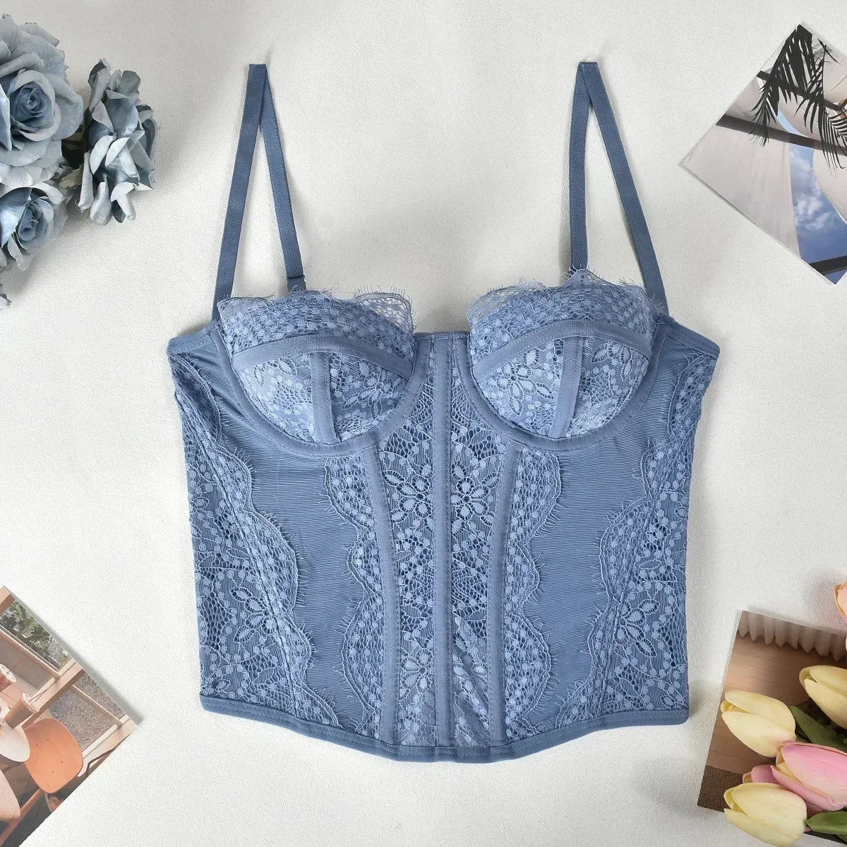 Sexy Lace Mesh Spaghetti Strap Corset