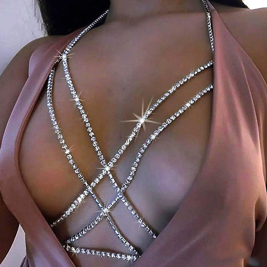 Rhinestone Tassel Bra Body Chain
