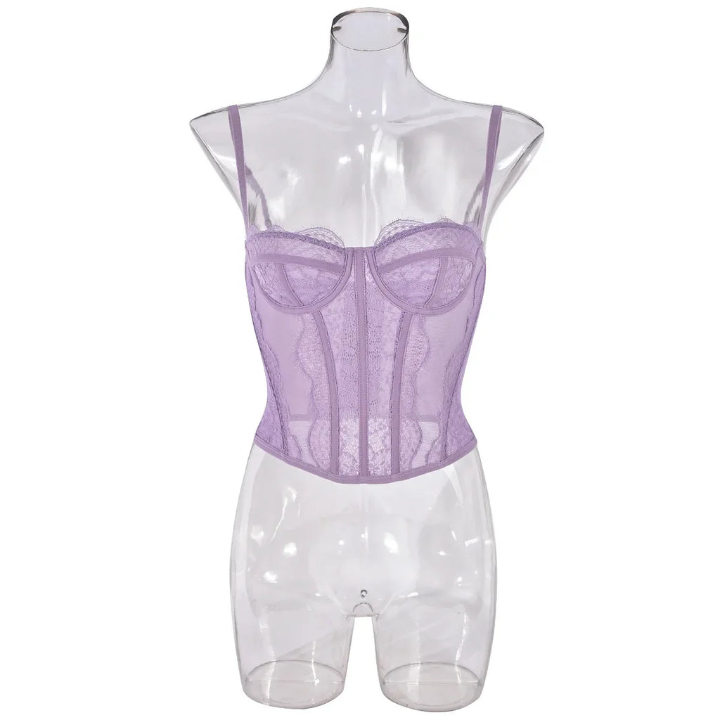 Sexy Lace Mesh Spaghetti Strap Corset