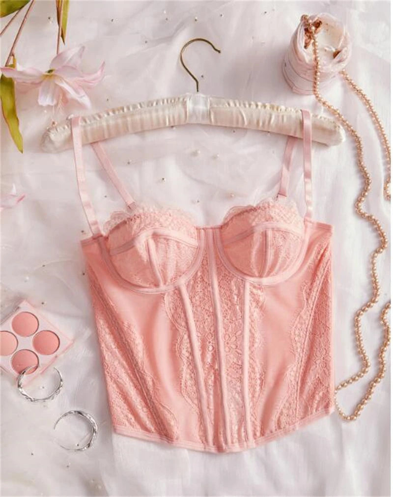 Sexy Lace Mesh Spaghetti Strap Corset