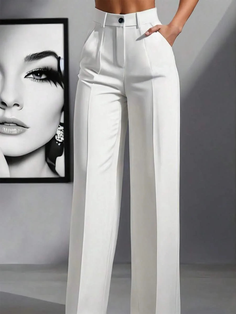 2025 model women's high-waisted, draping, straight-cut, minimalist suit pants