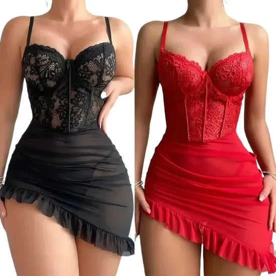 Miranda - Lace Transparent Mini Dress