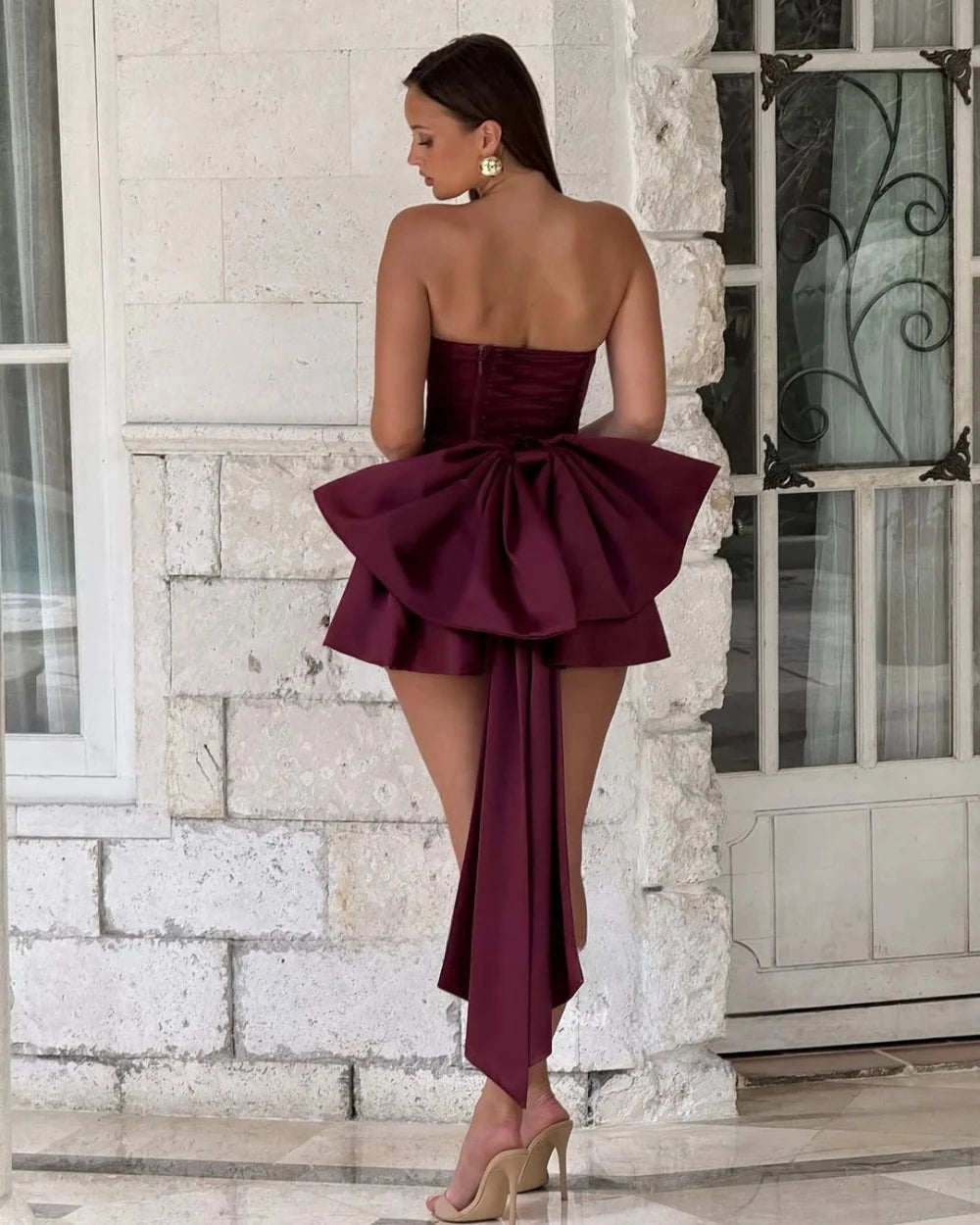 ZHUISHU Elegant  Black Sleeveless  Satin Mini Dress