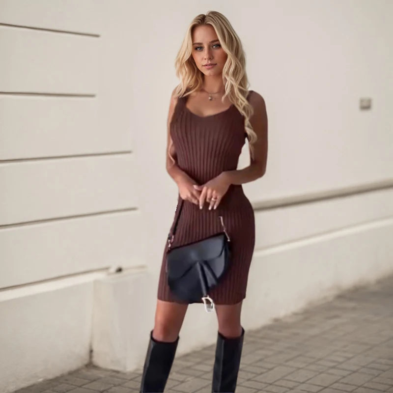 Winter Warm Knitted Bodycon Dress Set