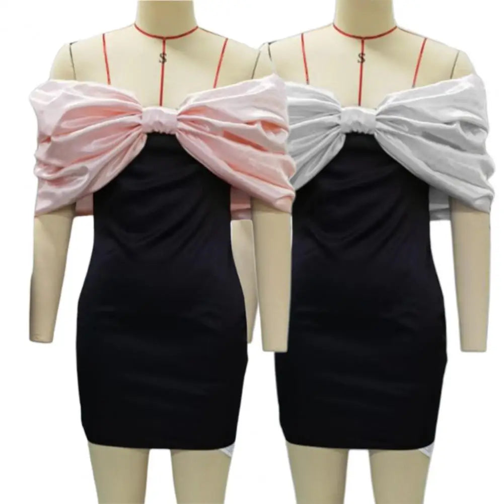 Extra Large Bow Tie Women Mini Chic Dress