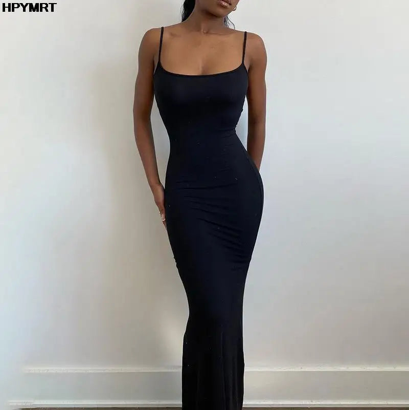 Shaniah - Satin Slip Sleeveless Backless Slim Sexy Maxi Dress