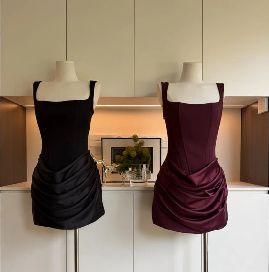 Mellisa - Strap Fishbone Waist Party Mini Dress