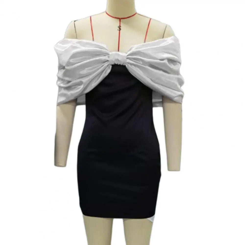 Extra Large Bow Tie Women Chic Mini Dress