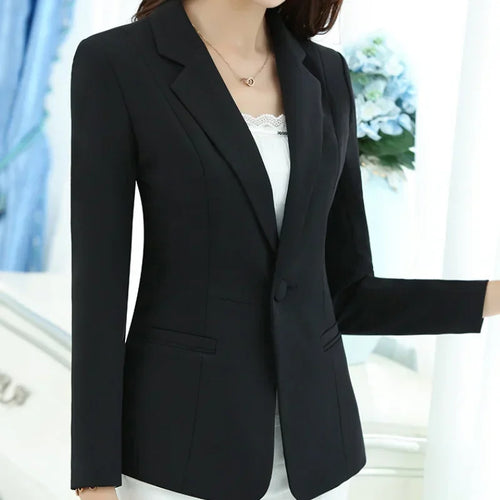 Women Blazer Office Ladies Elegant Outwear Long Sleeve Work Wear