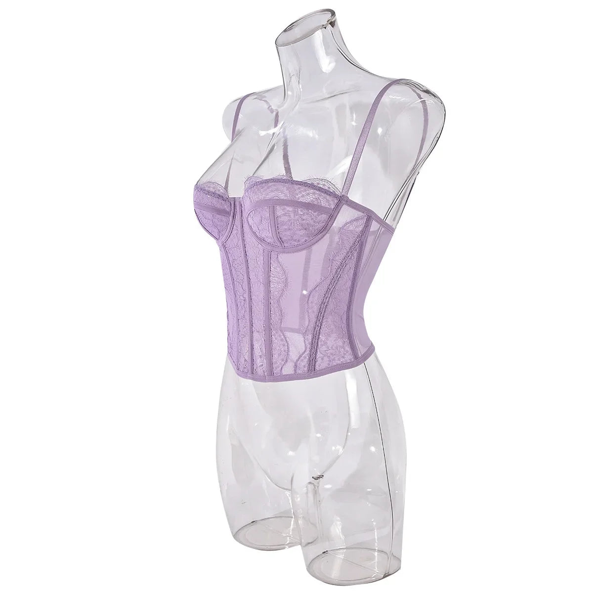 Sexy Lace Mesh Spaghetti Strap Corset