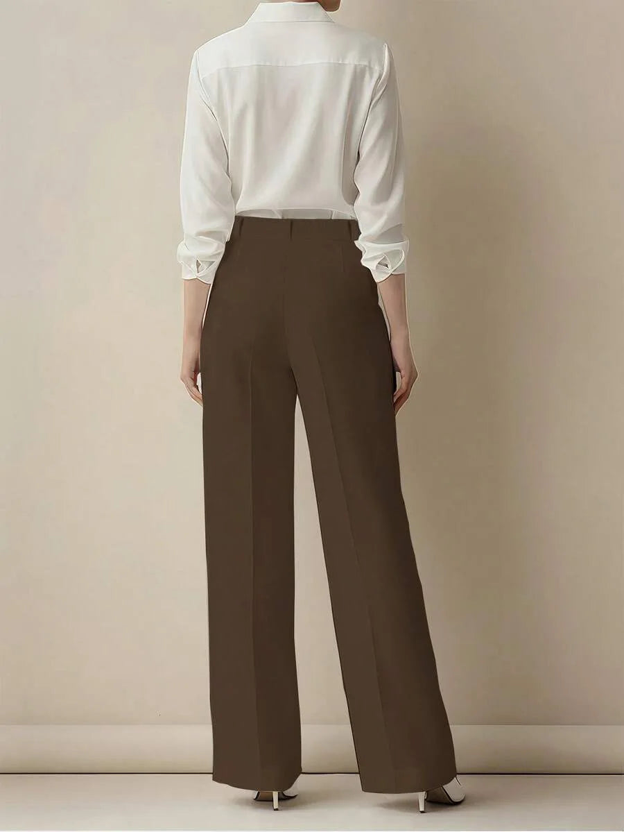 2025 model women's high-waisted, draping, straight-cut, minimalist suit pants