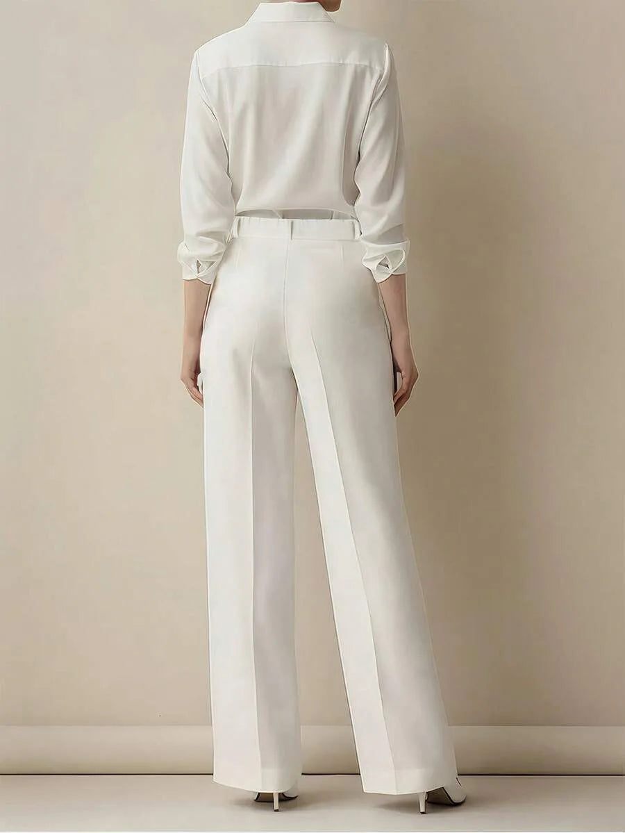 2025 model women's high-waisted, draping, straight-cut, minimalist suit pants