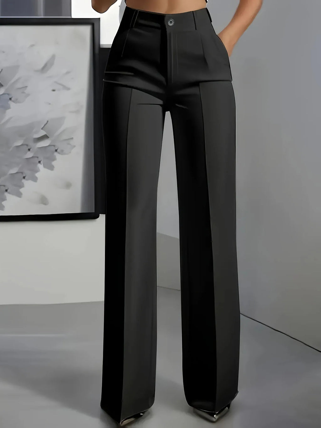 2025 model women's high-waisted, draping, straight-cut, minimalist suit pants