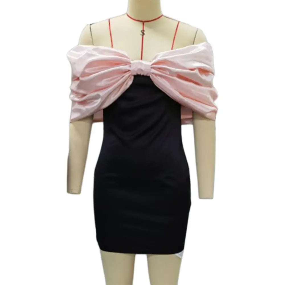 Extra Large Bow Tie Women Chic Mini Dress