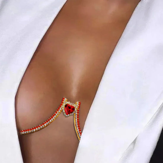 Red Crystal Curved Heart Chest Bracket