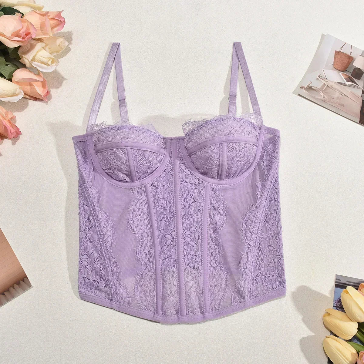 Sexy Lace Mesh Spaghetti Strap Corset
