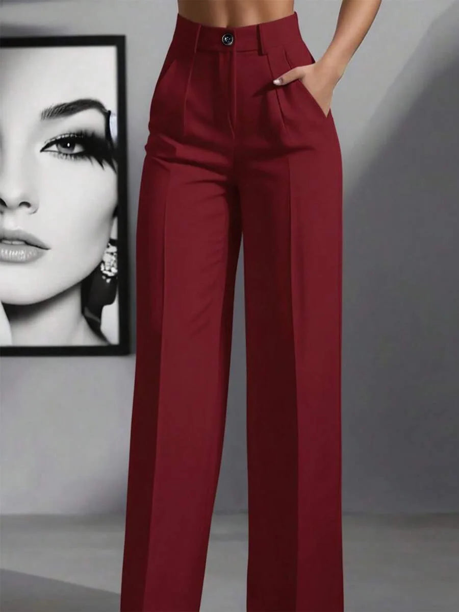 2025 model women's high-waisted, draping, straight-cut, minimalist suit pants