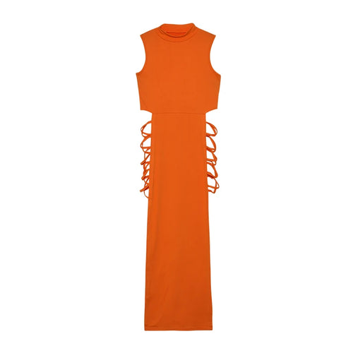 Criss Cross Cut Out Bodycon Sleeveless Dress,