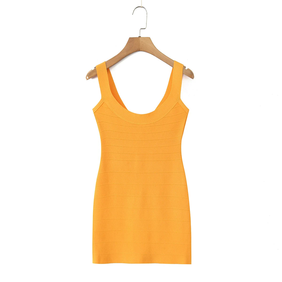 2025 Sexy O neck Knitted Mini Sling Dress Women Zipper Back Package Hips Short Tank Dresses Skinny Robe Orange Pink