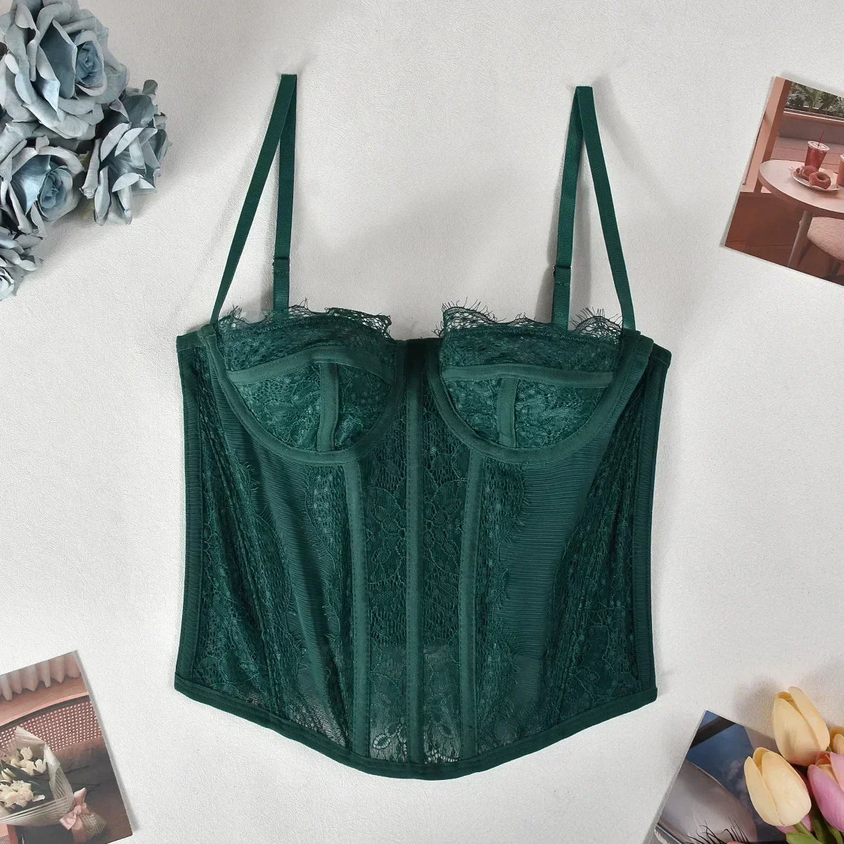 Sexy Lace Mesh Spaghetti Strap Corset