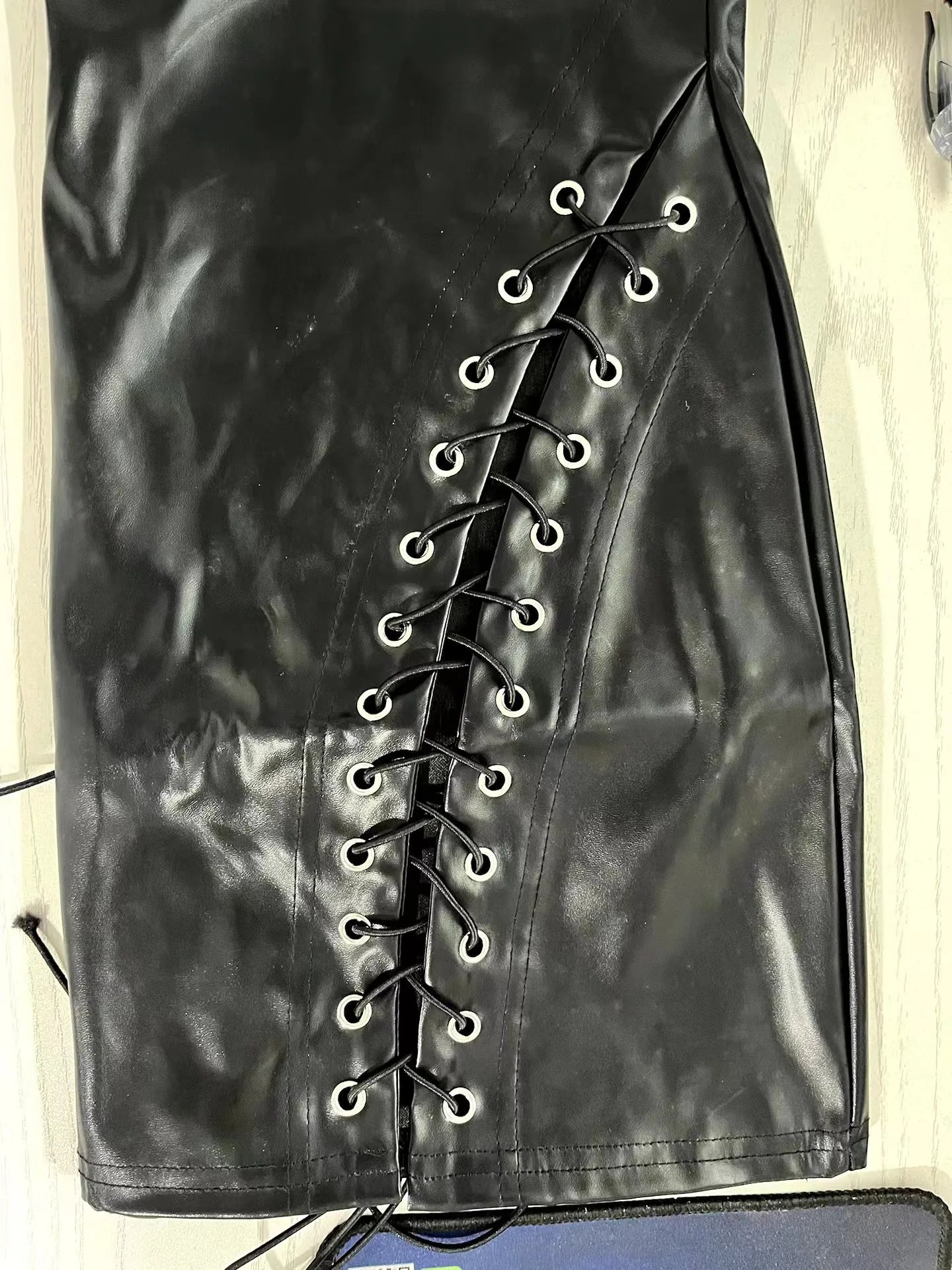 Lace-Up PU Leather Skirt for Woman 2023 New Fashion High Waist Sexy