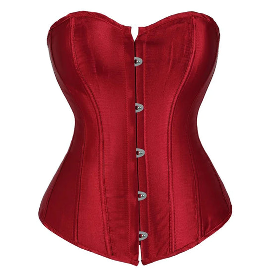 Satin Bustier Gothic Lace Up Boned Corset Top and Shapewear