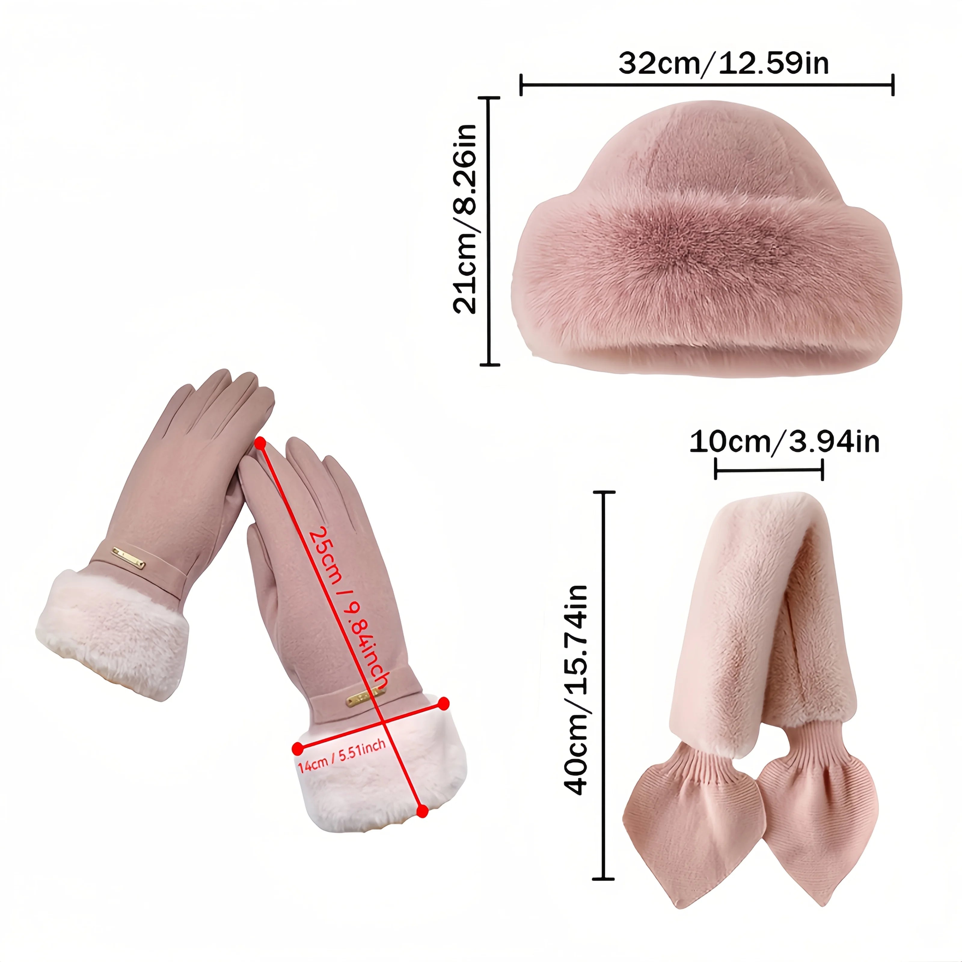 3pcs winter warmth accessory set, It is perfect for cold weather and outdoor activities, ideal Christmas or Valentine's Day gift