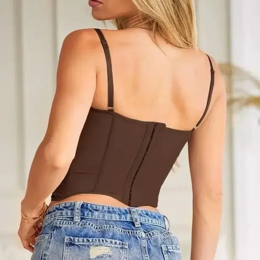 Sexy Lace Mesh Spaghetti Strap Corset