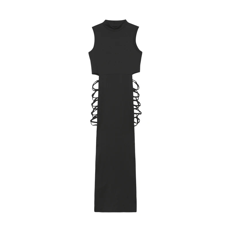 Criss Cross Cut Out Bodycon Sleeveless Dress,