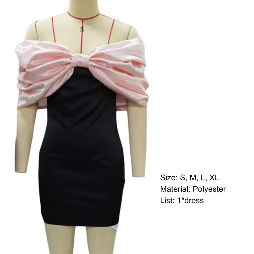Extra Large Bow Tie Women Chic Mini Dress