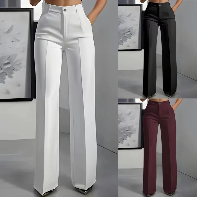 2025 model women's high-waisted, draping, straight-cut, minimalist suit pants