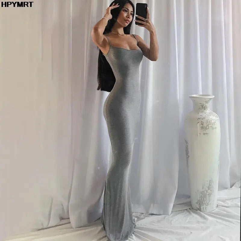 Shaniah - Satin Slip Sleeveless Backless Slim Sexy Maxi Dress