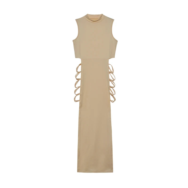 Criss Cross Cut Out Bodycon Sleeveless Dress,